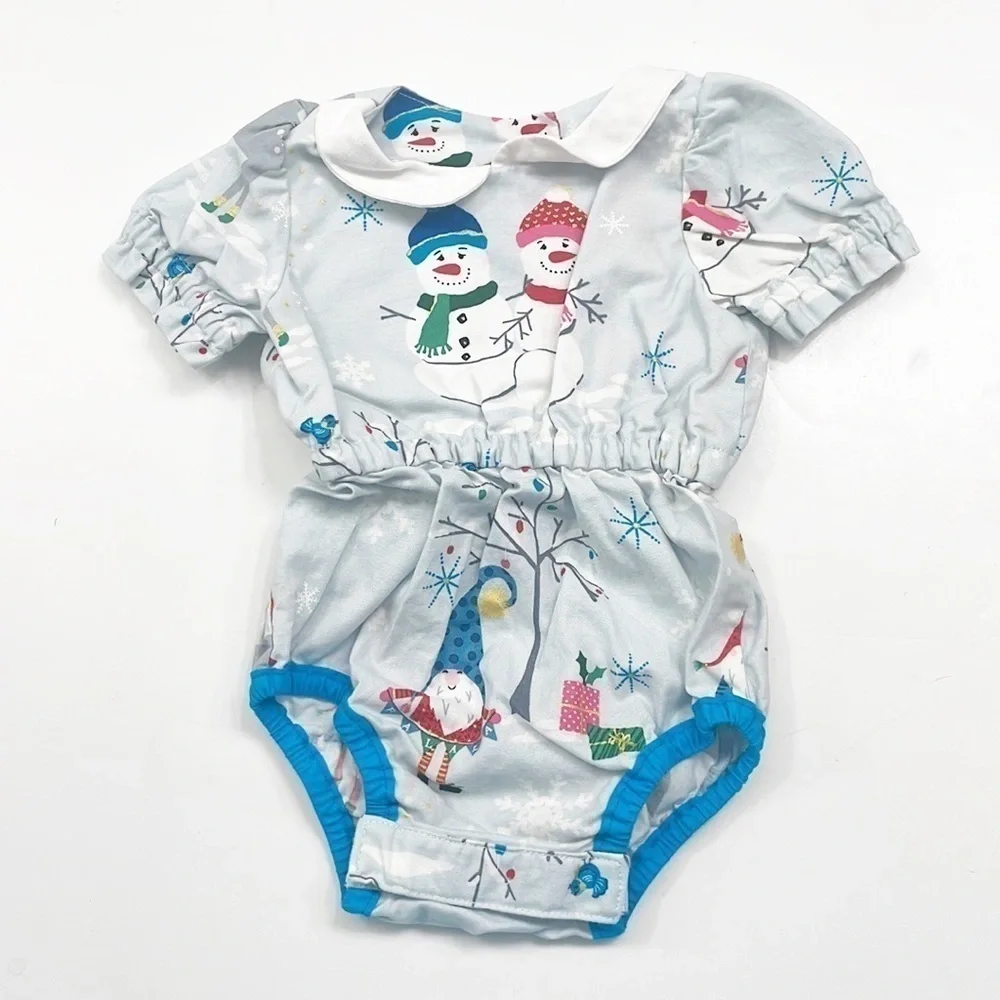 Winter snowman print baby girls bodysuit